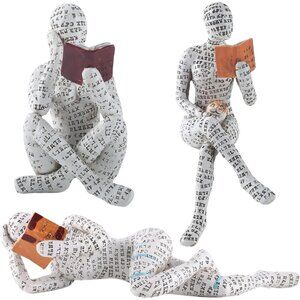 Home Décor Pulp Reading Women Thinker Statue Aesthetic Sculpture Décor 3 Pack